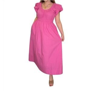 Anna Cate Dress Womens Large Melanie Midi Dress Pink Old Money Smock Tuckernuck